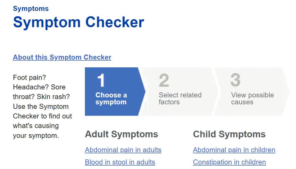 Symptom checker pozwala pacjentom dowiedzieć się, co może być przyczyną określonych objawów. Wystarczy odopowiedzieć na kilka pytań. Narzędzie dostępne jest publicznie na portalu Mayo Clinic.
