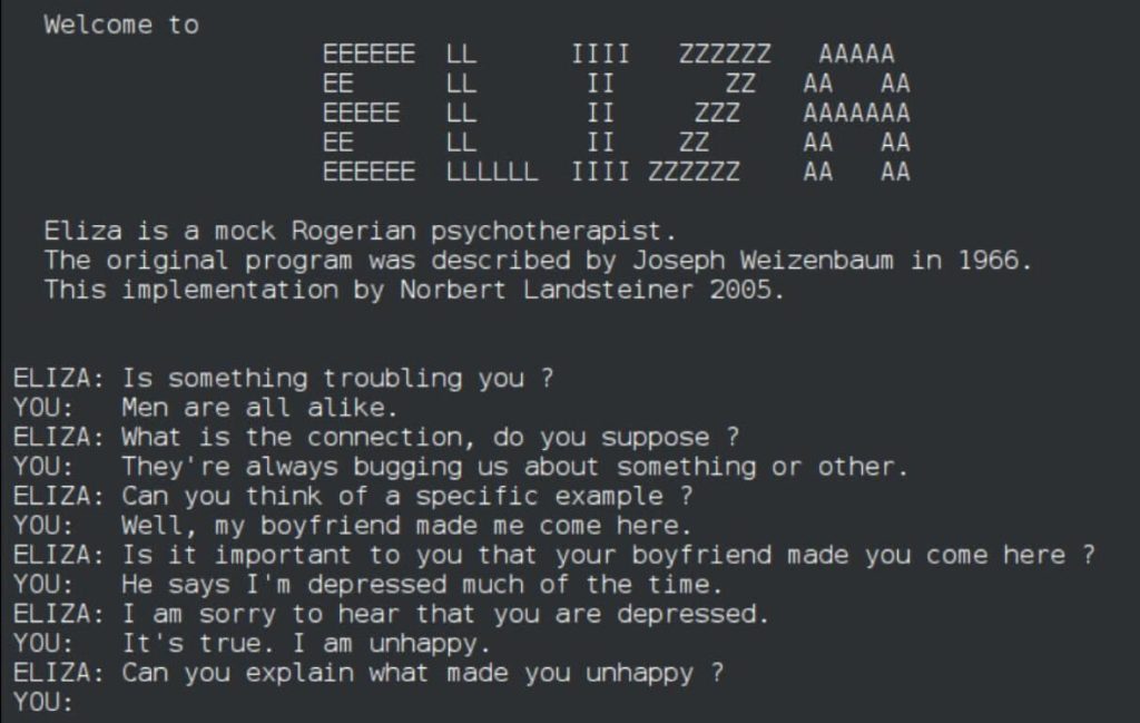 Chatbot ELIZA był prymitywnym systemem IT, ale ludzie i tak sądzili, że potrafi myśleć i czuć
