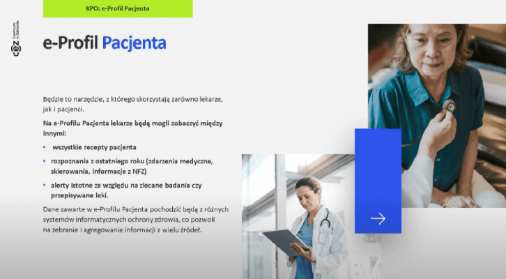 Założenia e-profilu pacjenta (slajd z prezentacji Centrum e-Zdrowia)