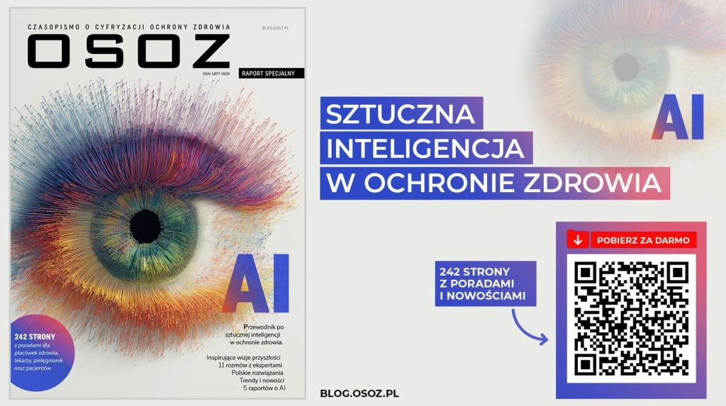 Kliknij na baner lub zeskanuj kod QR, aby pobrać bezpłatny raport o AI w ochronie zdrowia