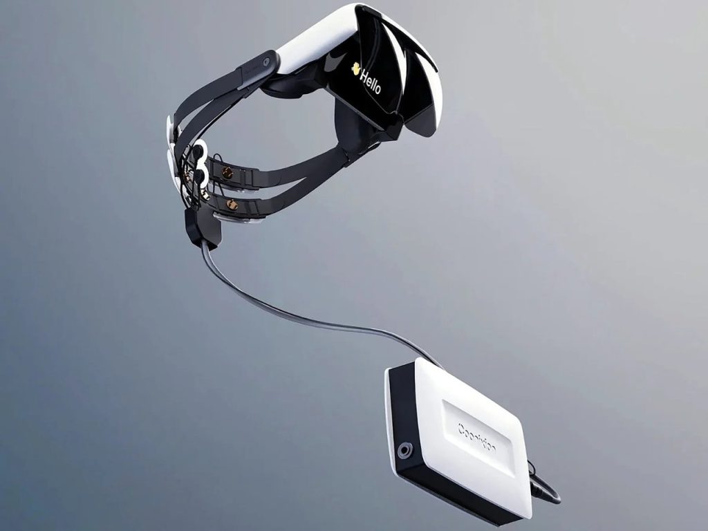 System śledzi aktywność oczu, ruchy głowy i fale mózgowe i podpowiada słowa do wyboru (zdjęcie: Cognixion)