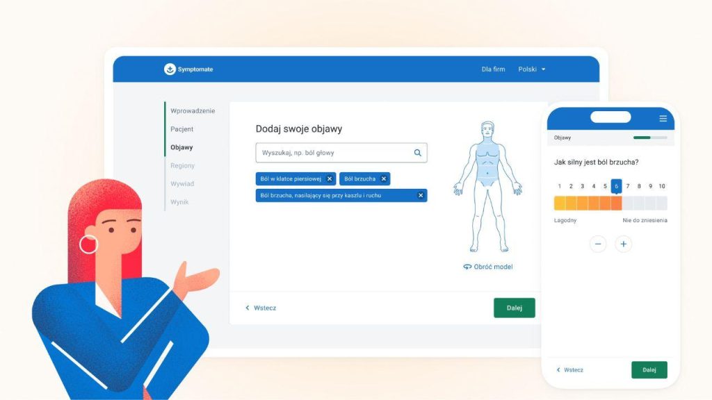Symptomate działa w oparciu o algorytmy, które na podstawie kolejnych pytań o objawy wskazują prawdopodobną przyczynę objawów choroby