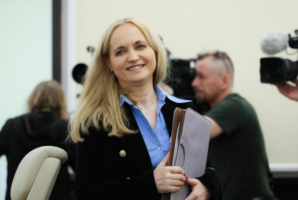 Minister Zdrowia Jolanta Sobierańska-Grenda na posiedzeniu Rządu 14 kwietnia, podczas którego przyjęto ustawę o e-zdrowiu