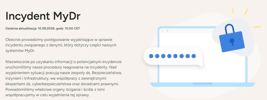 MyDr poinformował oficjalnie, że prowadzi postępowanie wyjaśniające w sprawie incydentu